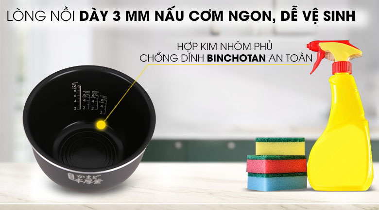 Nồi cơm cao tần Toshiba 1L RC-10IP1PV-Lòng nồi chống dính , dễ dàng vệ sinh